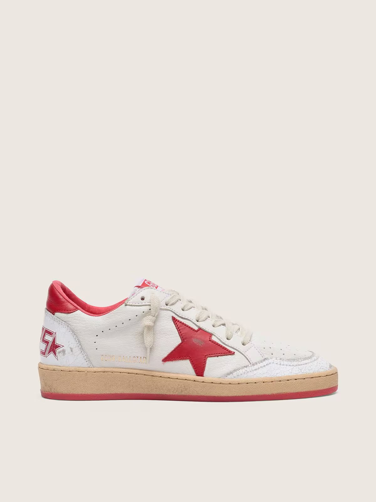 Ball Star femme en cuir blanc avec étoile et contrefort rouges
