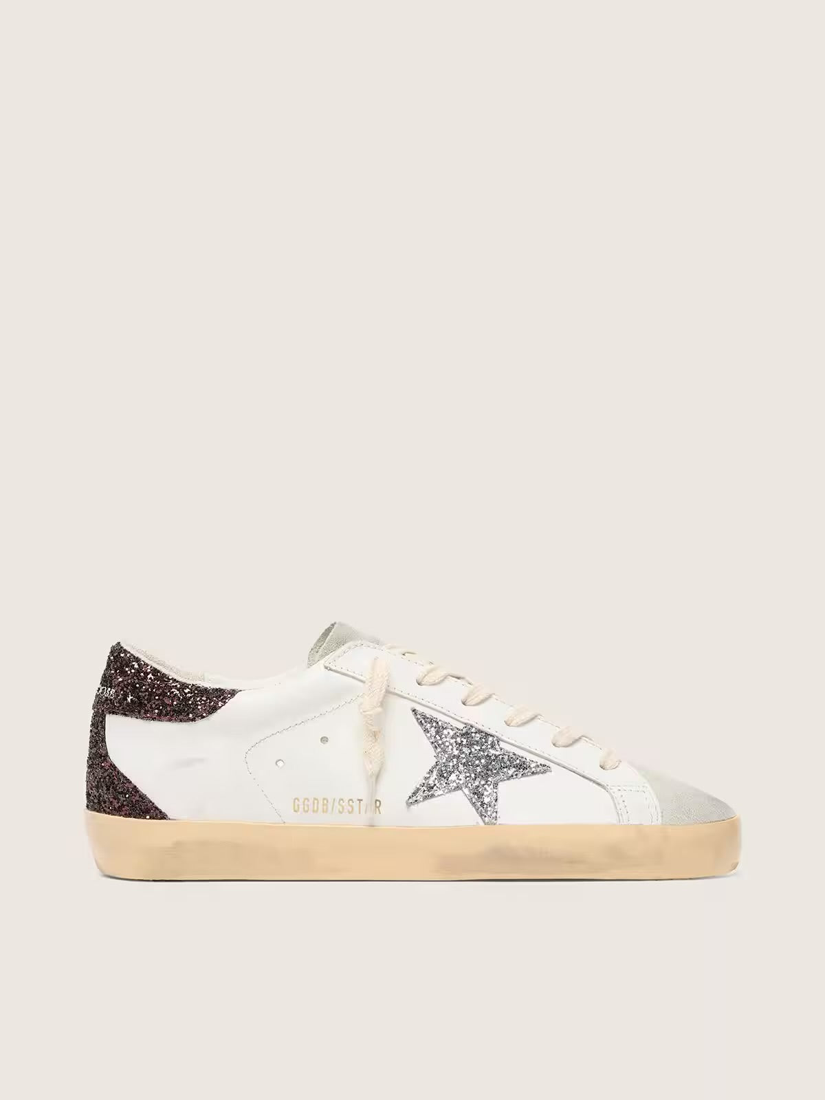 Super-Star pour femme avec étoile pailletée argentée et talon pailleté marron